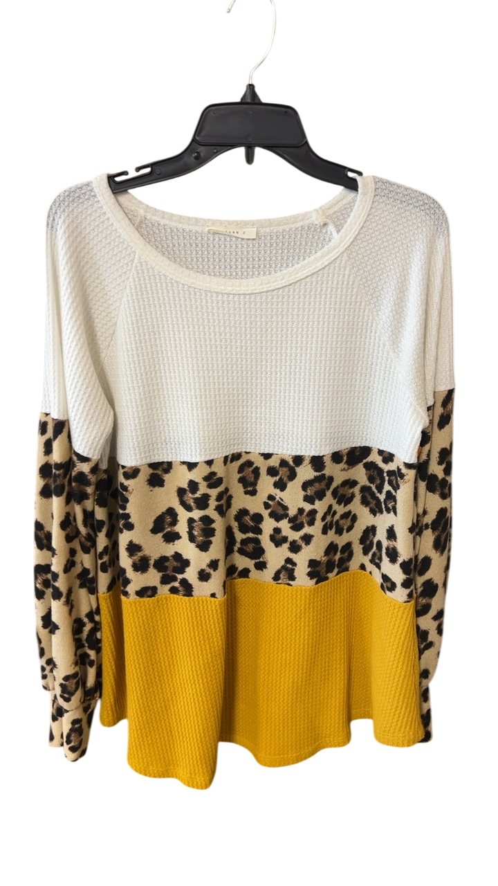 Unknown Top XL Beige, Black, Mustard Yellow