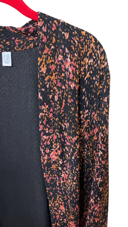 Susan Graver Blazer 2X Multicolored (predominantly black with pink and orange speckles)