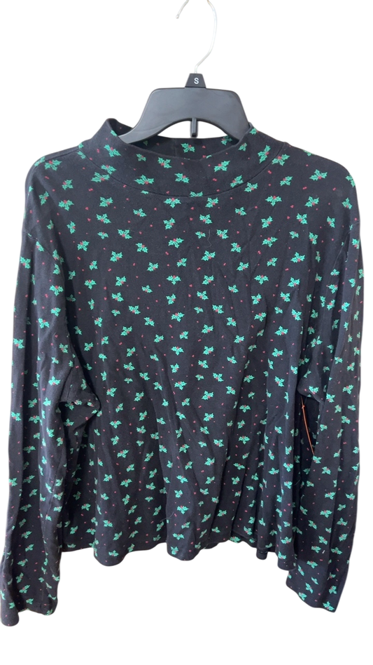 Christmas Turtleneck Sweater XXXL Black with green and pink accents