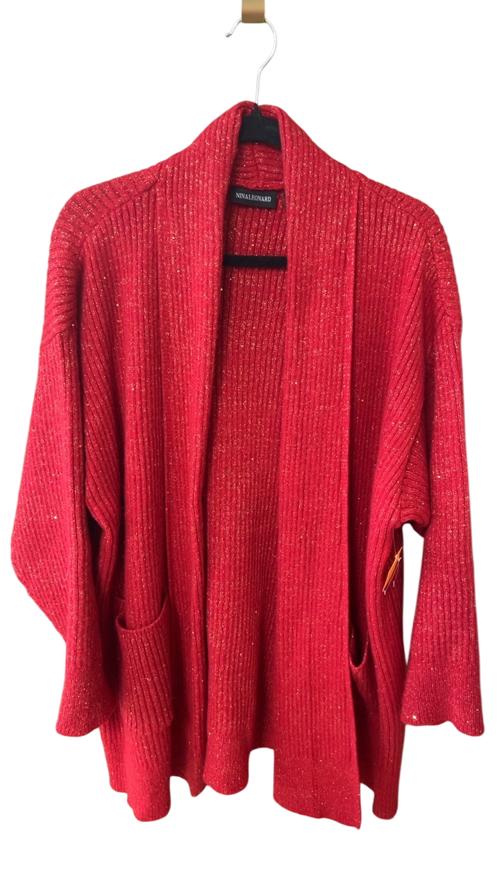 NINA LEONARD Turtleneck Sweater 2X Red
