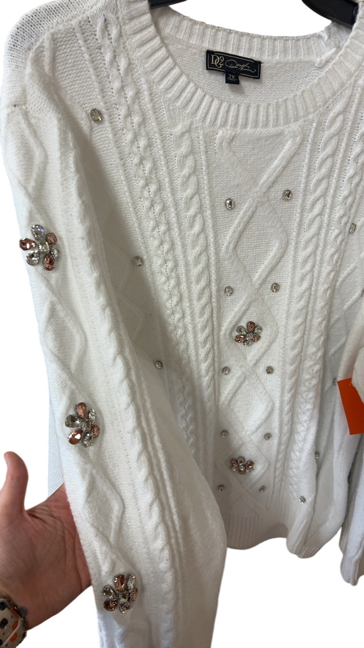 Sparkle Sweater 2X white