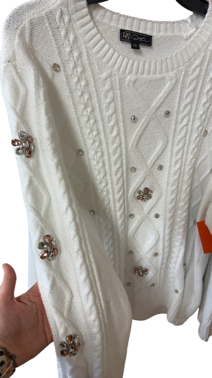 Sparkle Sweater 2X white