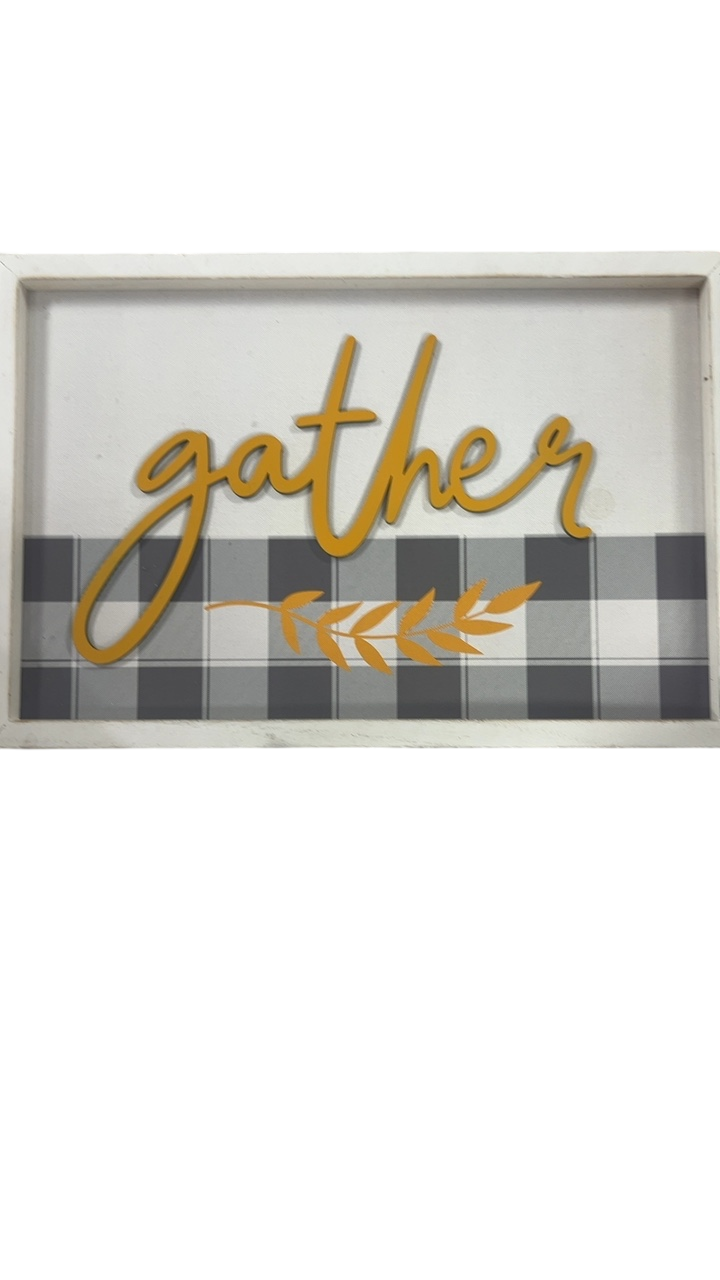 N/A Decorative Sign Mustard yellow, gray, white