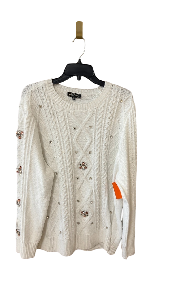 Sparkle Sweater 2X white