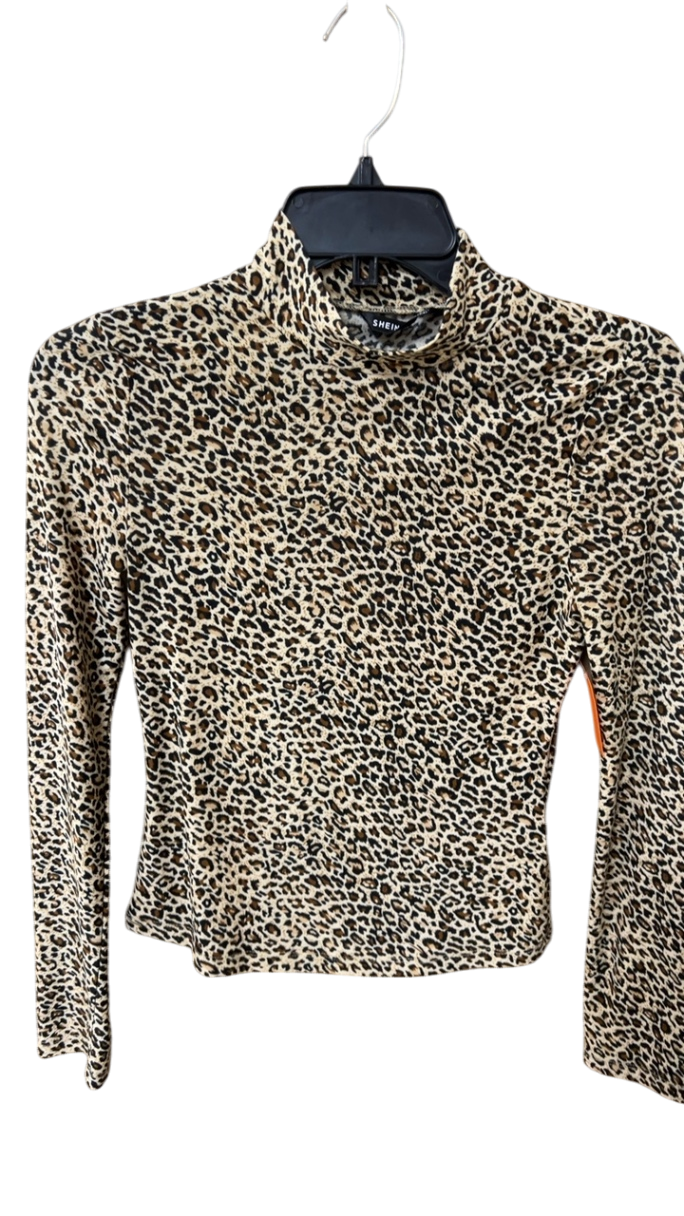 SHEIN Turtleneck Sweater Small Leopard Print