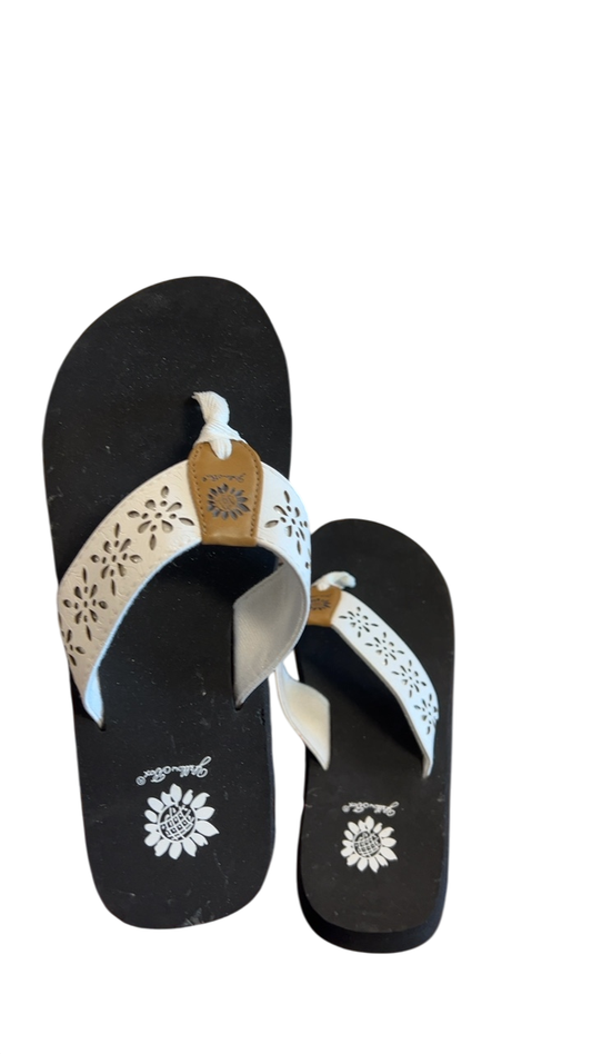 Sandals 9 Black and White with Brown accents