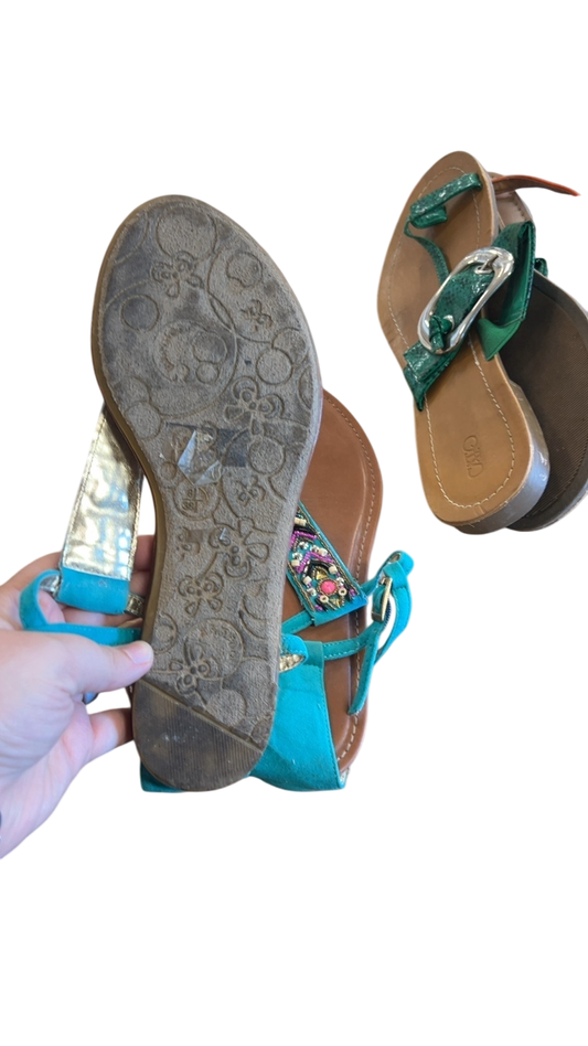 Sandals 8.5 Blue and Green