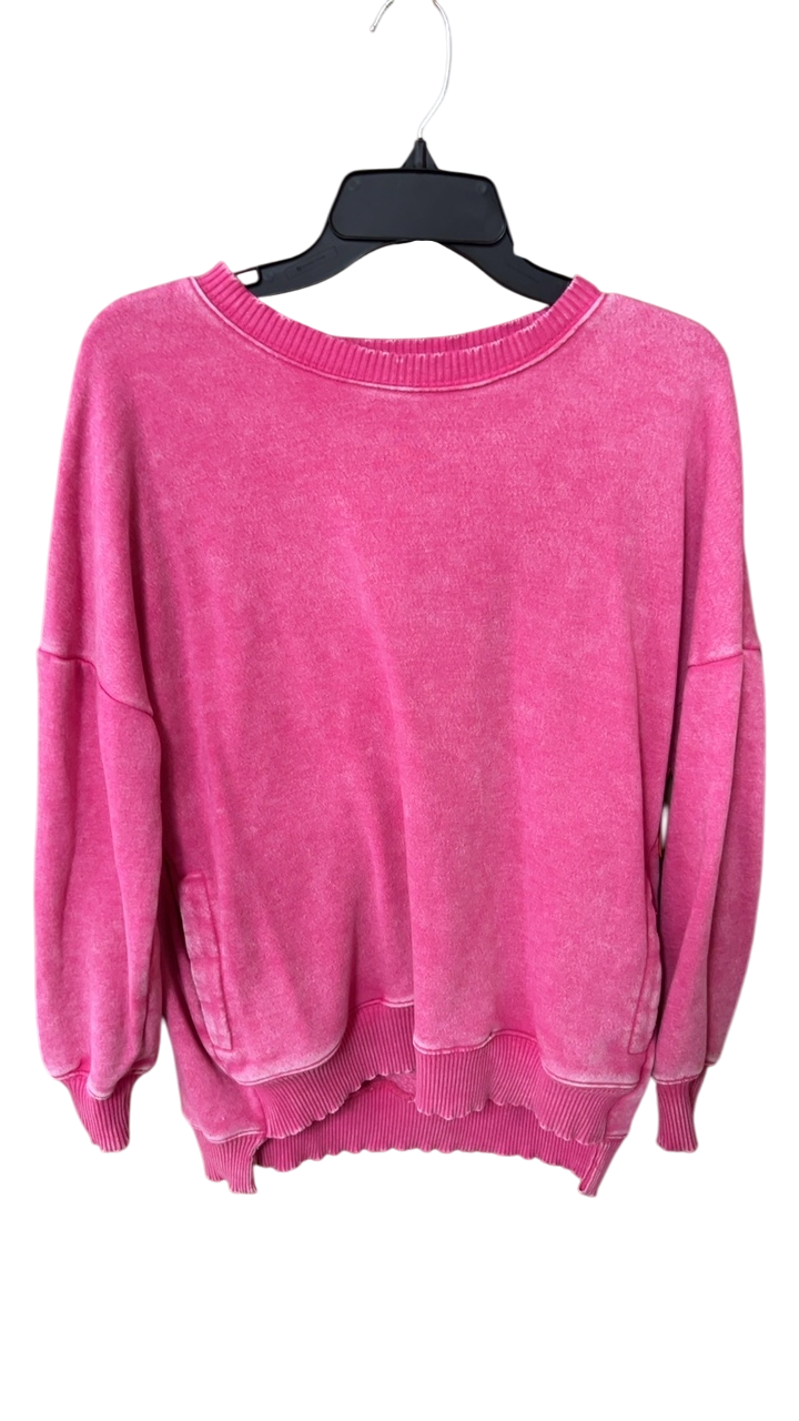 ZENANA Sweatshirt Small Pink