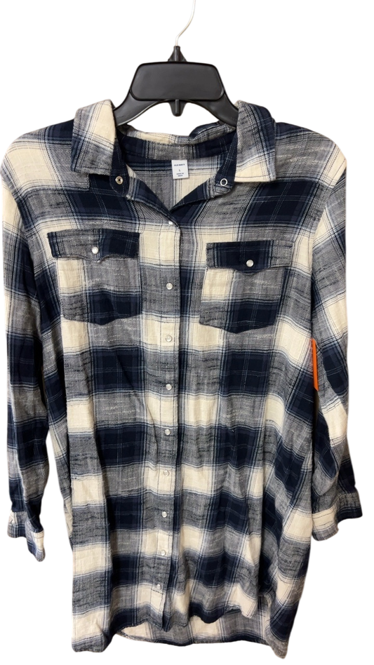 Old Navy Shirt Large Beige and navy blue