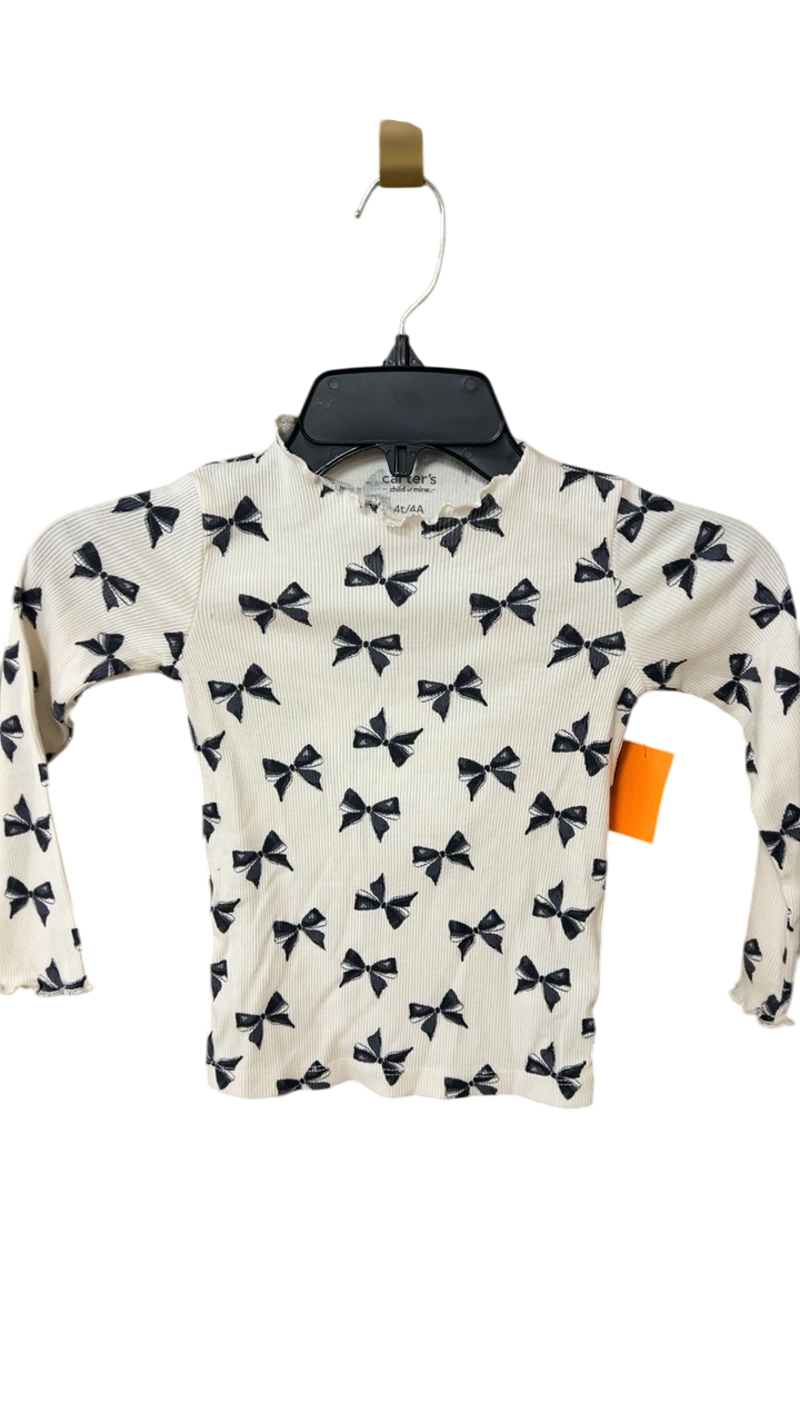 Carter's T-shirt 4t YOUTH Cream with black bows pattern