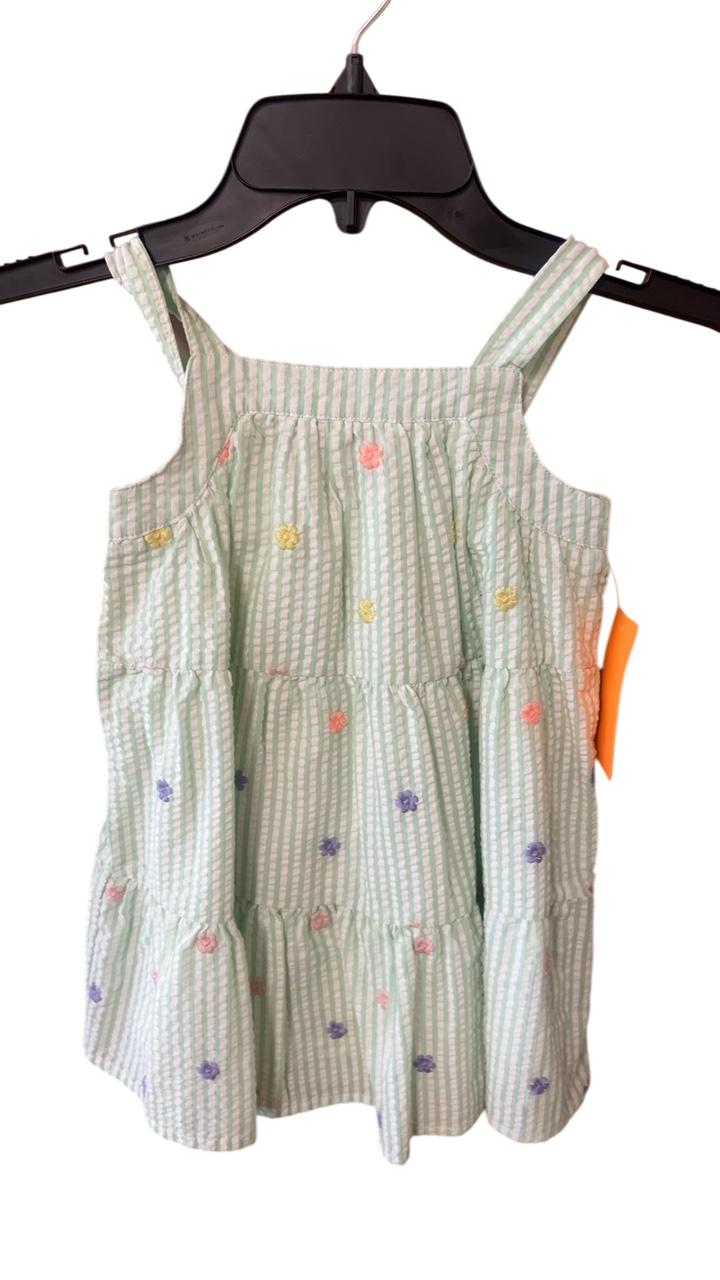 Dress YOUTH 3t Light green and white with multicolored embroidery