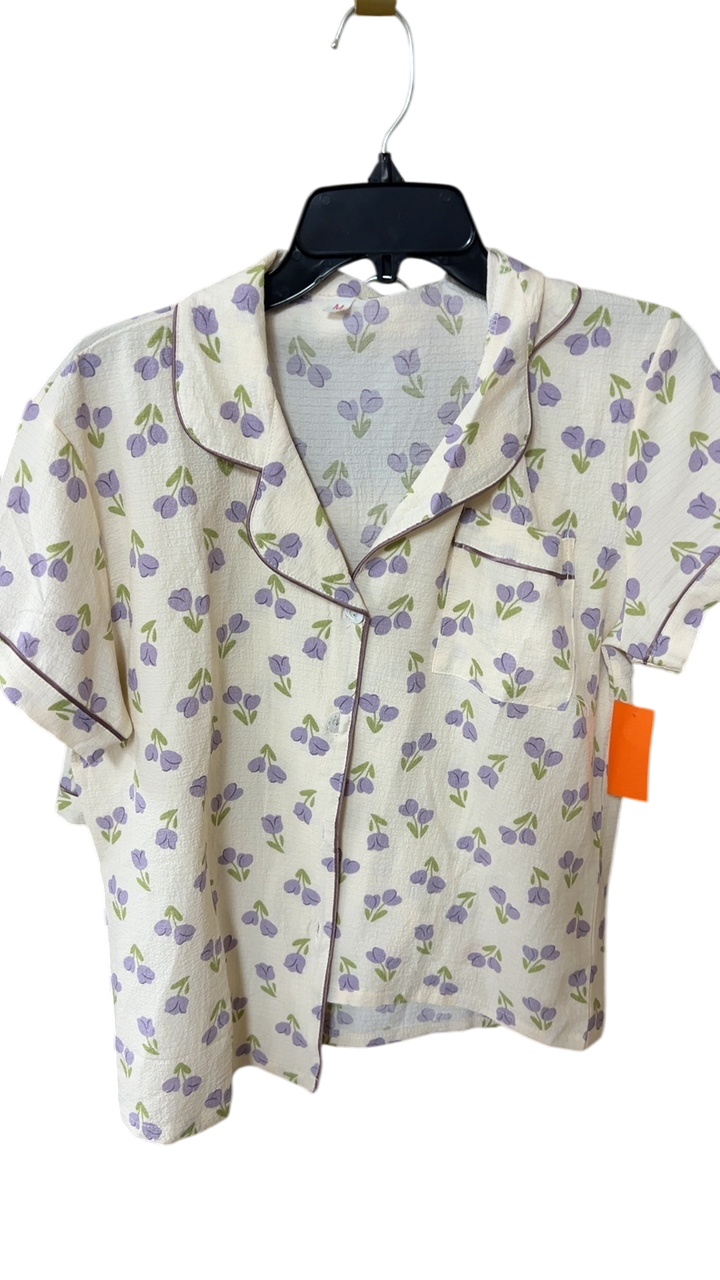 Unknown PJ Set Medium Cream with purple and green