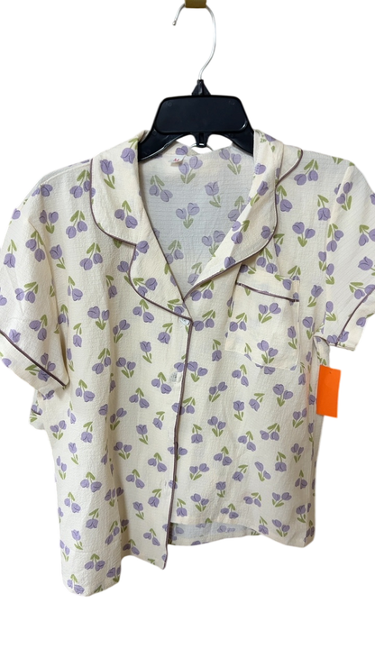 Unknown PJ Set Medium Cream with purple and green