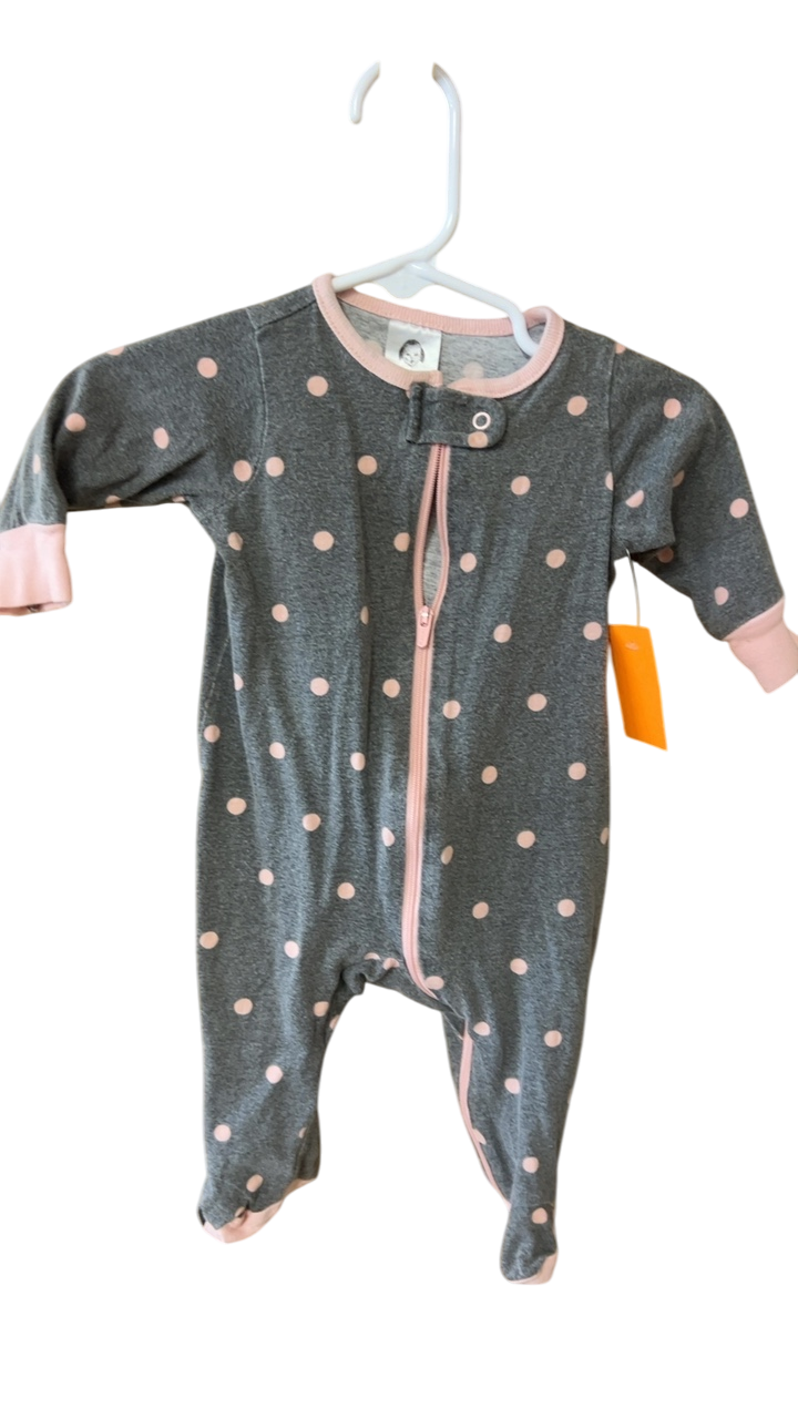 Jumpsuit YOUTH 0-3m Gray with Pink polka dots