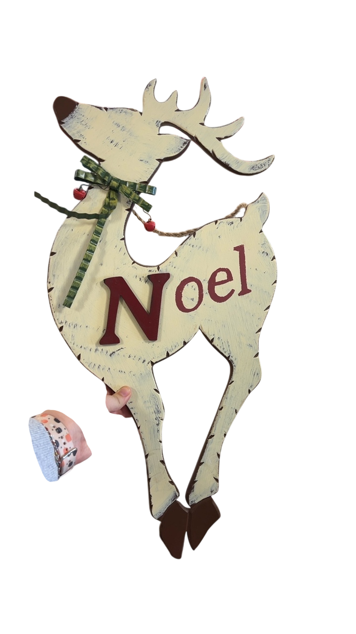 N/A Decorative Christmas Sign Cream and Red