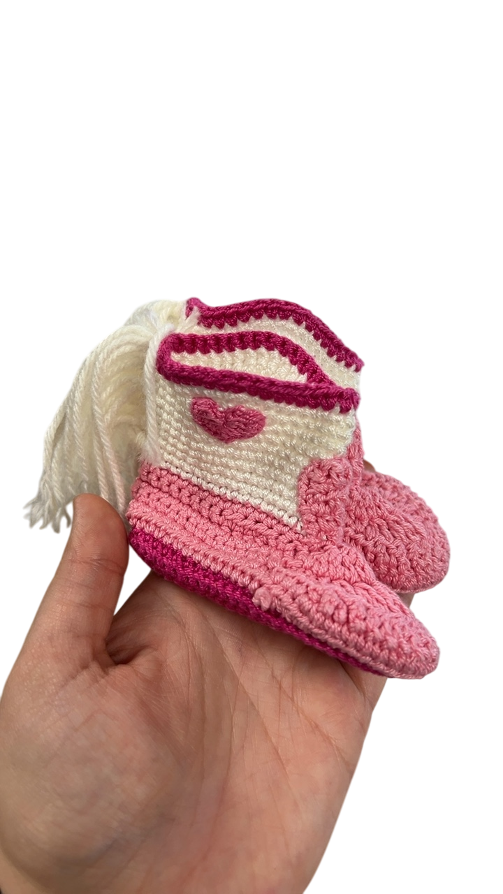Baby Booties Pink and White