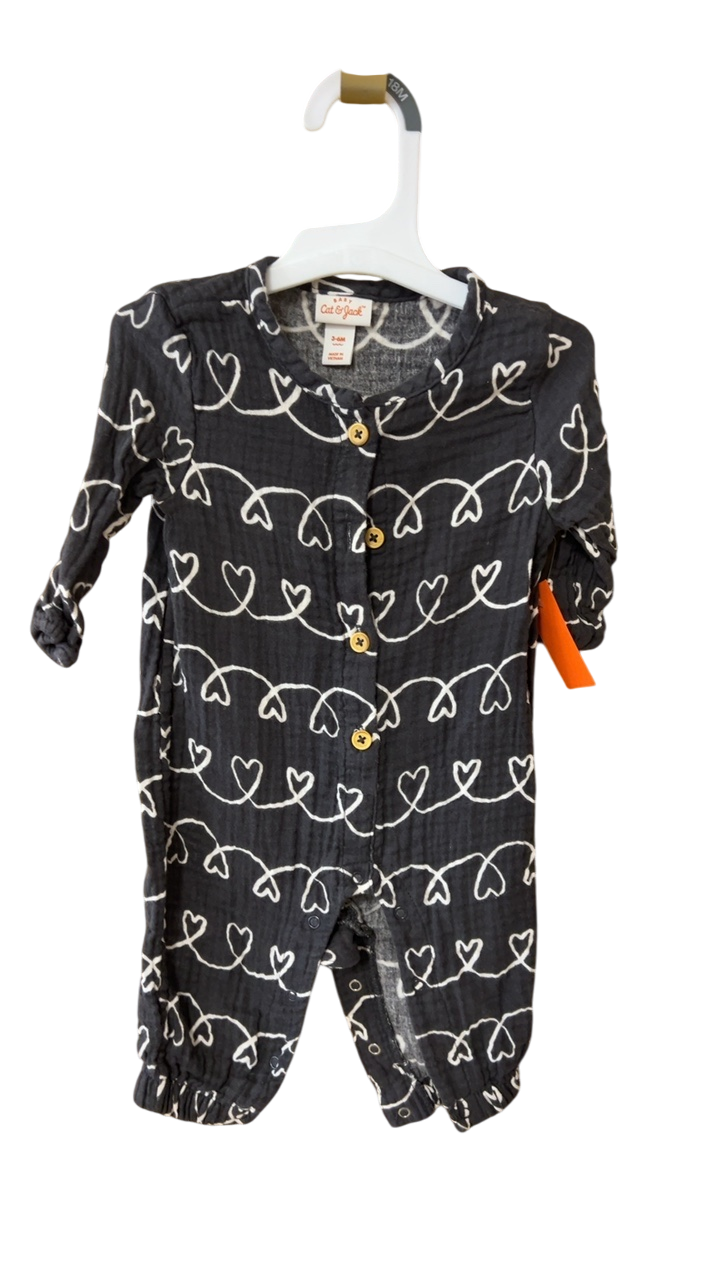 Cat & Jack Jumpsuit YOUTH 3-6m Black and white