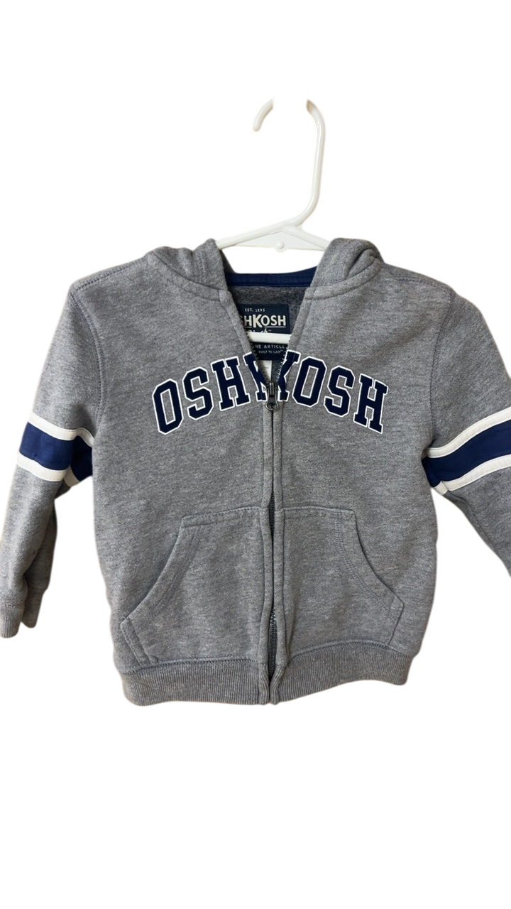 OshKosh Hoodie YOUTH 18m Grey with navy and white accents