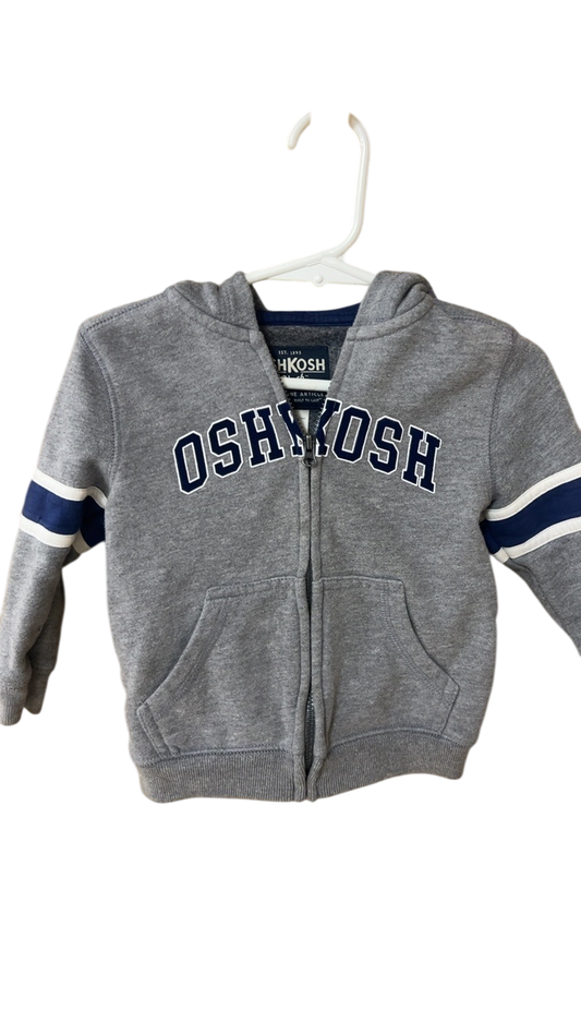 OshKosh Hoodie YOUTH 18m Grey with navy and white accents
