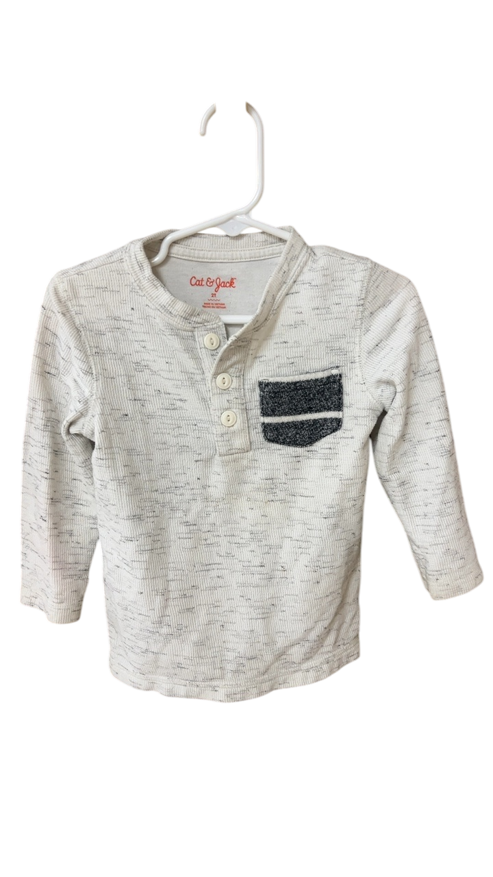 Cat & Jack Shirt YOUTH 2T Cream/Off-white with Black accents