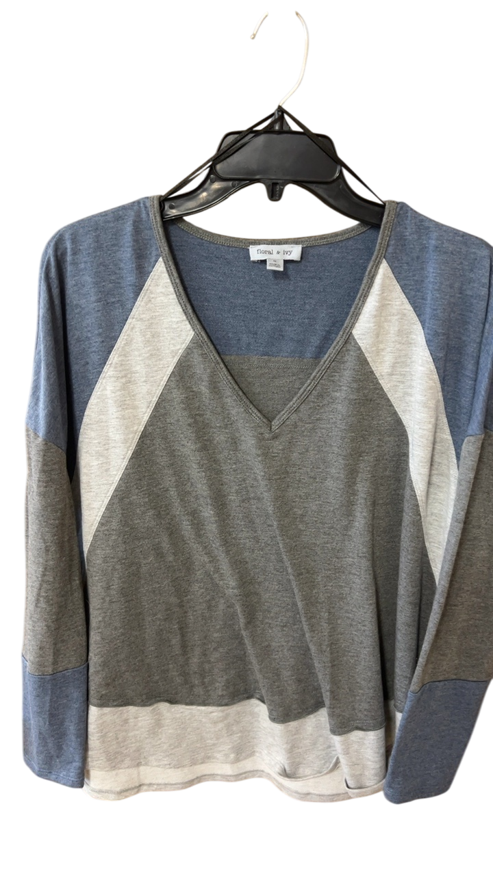 floral & ivy Sweater Medium Grey and Blue