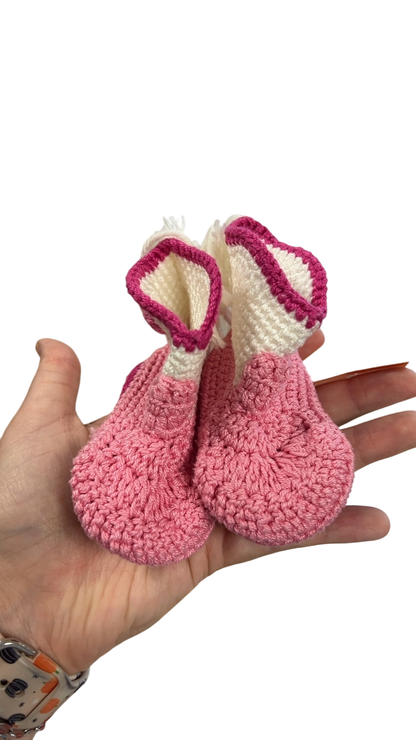 Baby Booties Pink and White