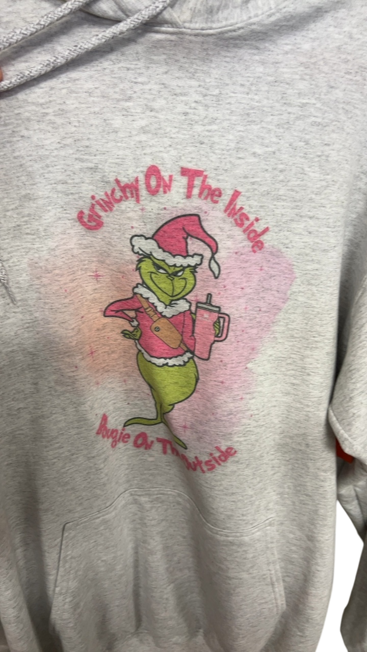 Christmas Hoodie Large Light Gray