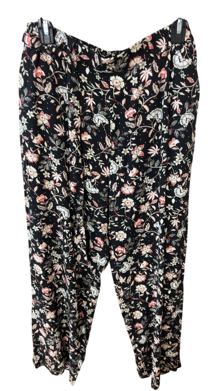 Pants Large Black Flowers 