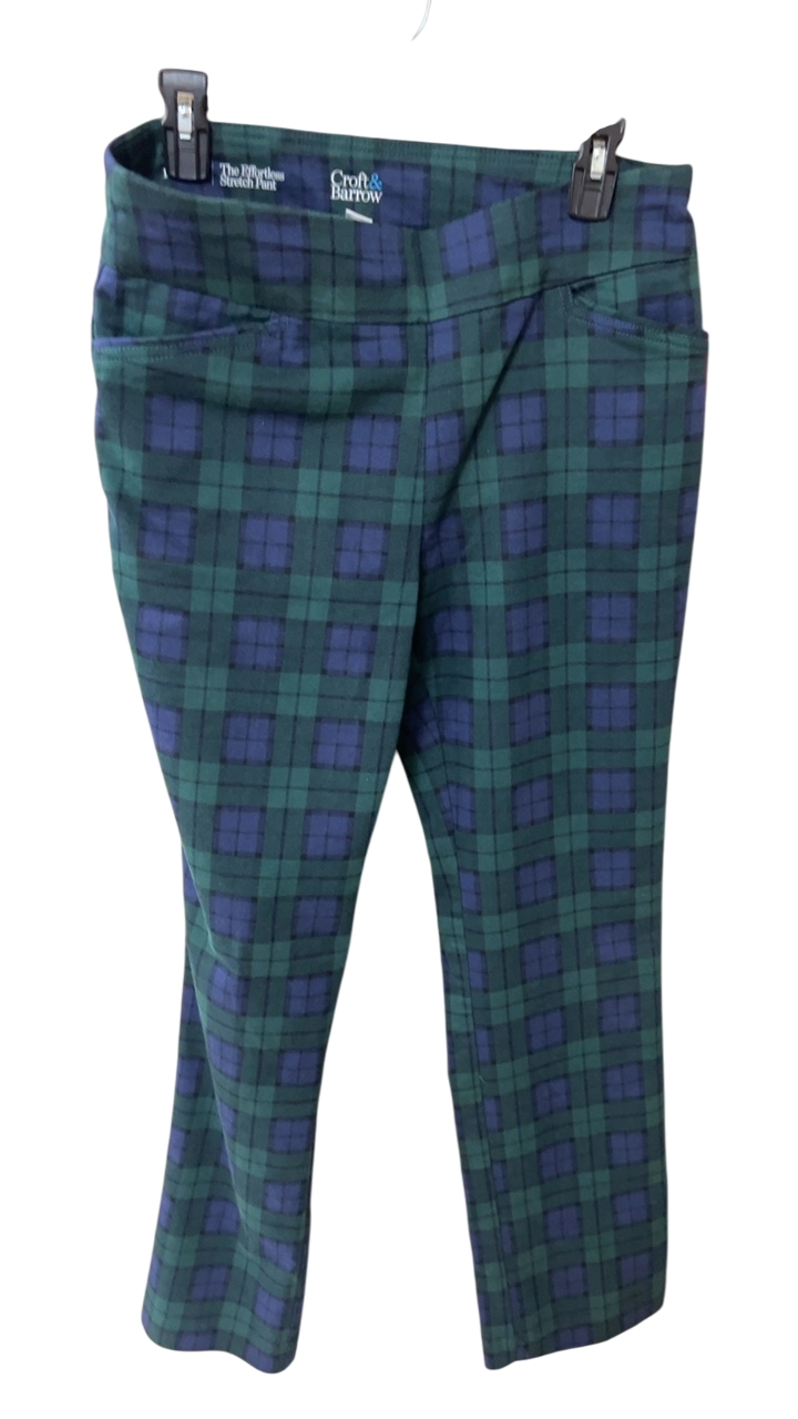 Croft & Barrow Pants 10 Long Green and blue tartan
