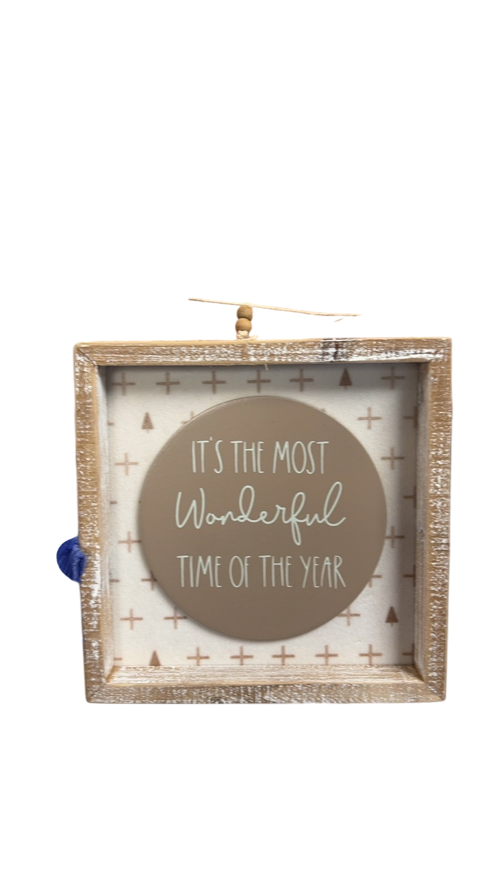 Decorative Sign Beige and White