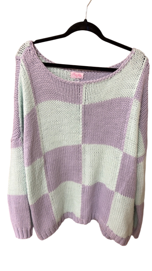 Pink Lily Sweater XL Lavender and cream