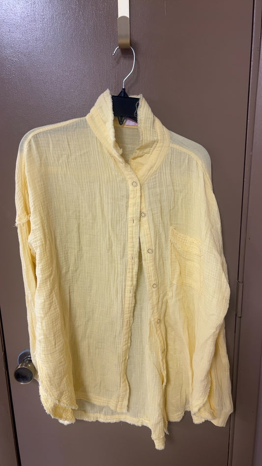 Pink Lily Shirt Large Yellow