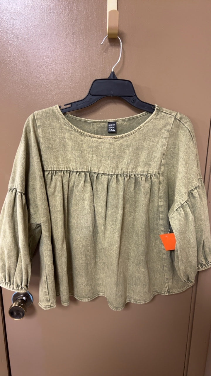 SHEIN Blouse Small Olive Green