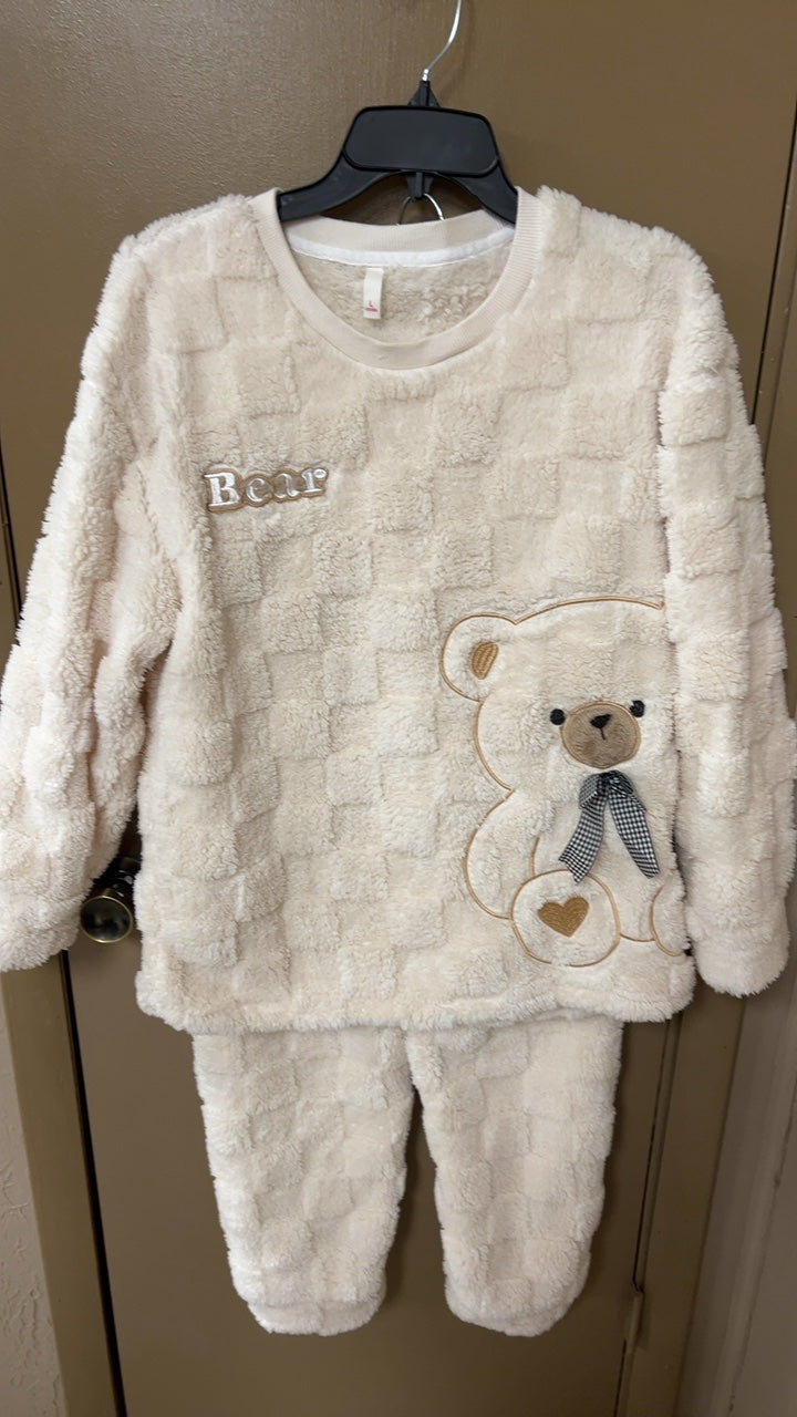 Bear Pajama Set Large Beige