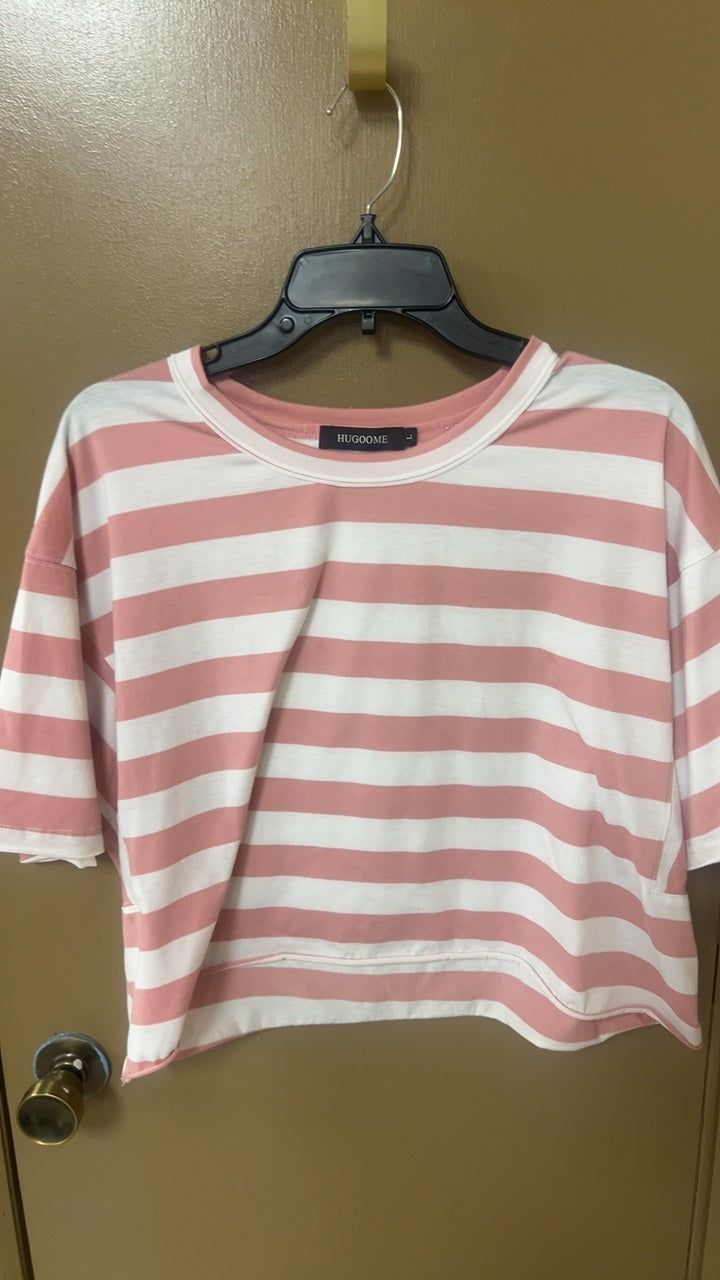 HUGOOME T-Shirt Large Pink and White
