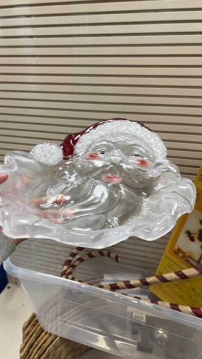 Decorative Glass Santa Figurine Clear with red and skin-tone accents