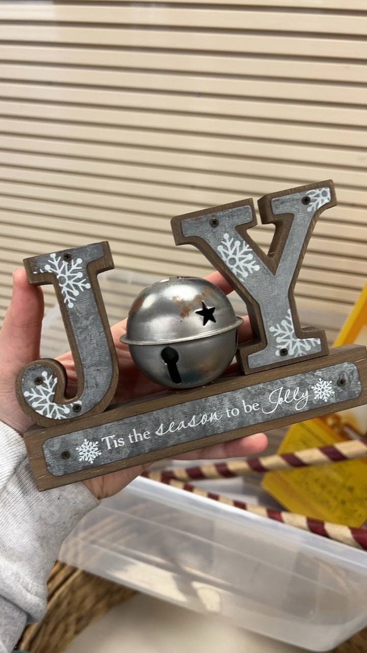 Joy Decorative Sign Brown and Silver/Gray