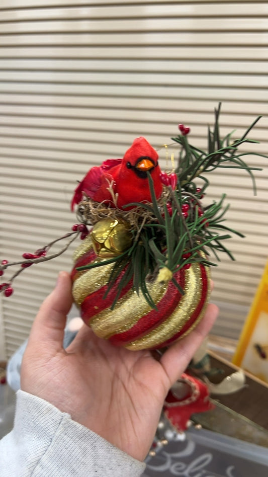 Decorative Ornament Red Bird and Gold
