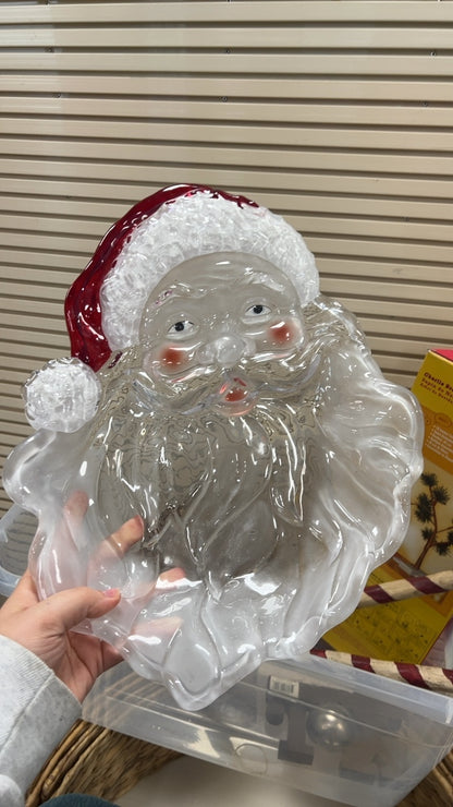 Decorative Glass Santa Figurine Clear with red and skin-tone accents