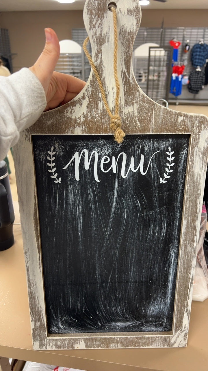Chalkboard Menu Sign White and Black