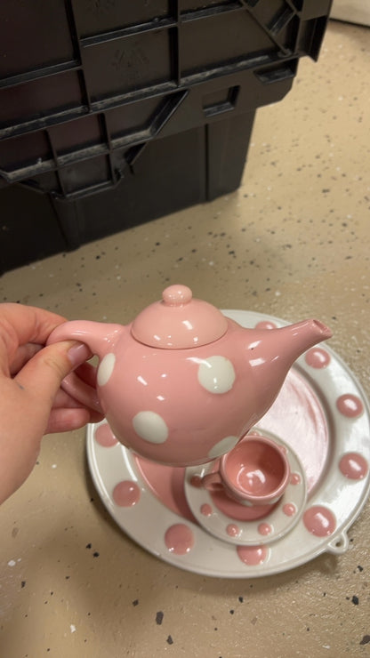 Kids Tea Set Pink and White