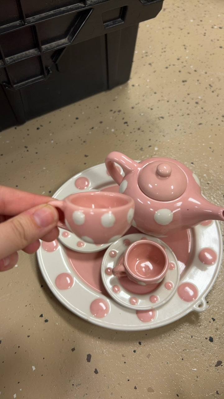 Kids Tea Set Pink and White