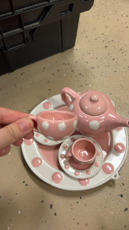 Kids Tea Set Pink and White