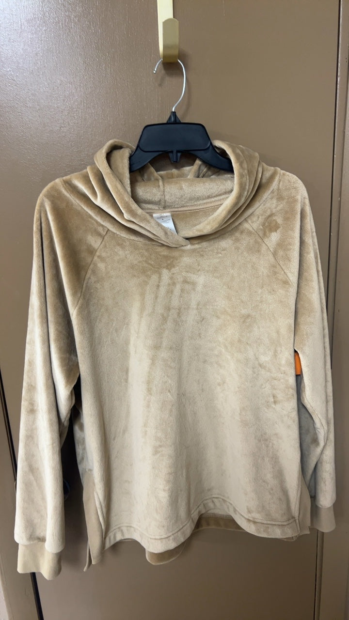 Velour Hoodie Large Beige