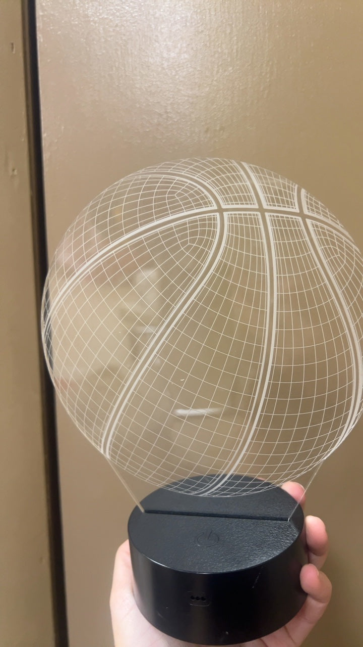 Night Light Basketball Transparent with white grid pattern