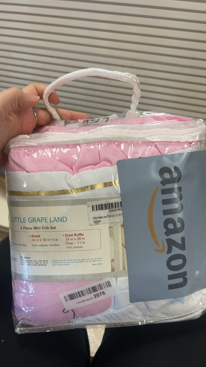 Amazon Crib Set Pink and White