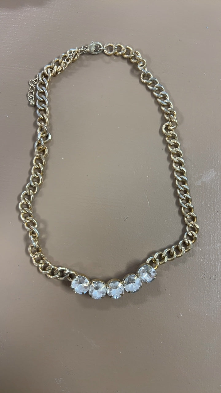 Necklace Gold and clear (crystal)