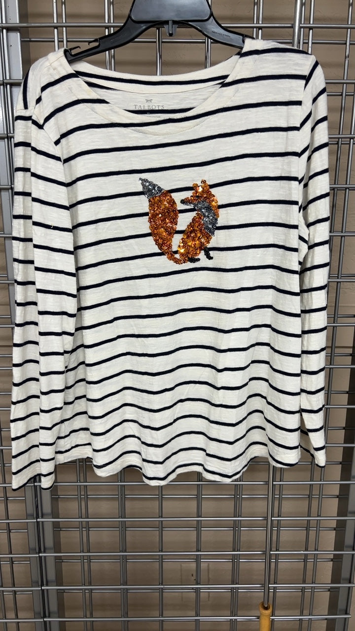 TALBOTS Sweater XL White with black stripes
