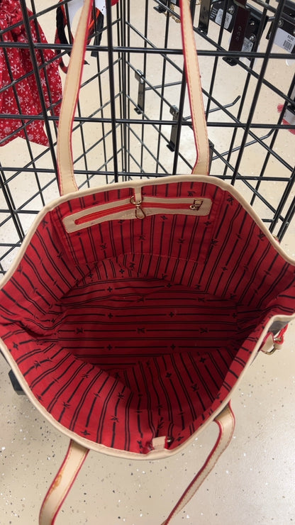 Louis Vuitton DUPE Bag Brown with beige and red accents