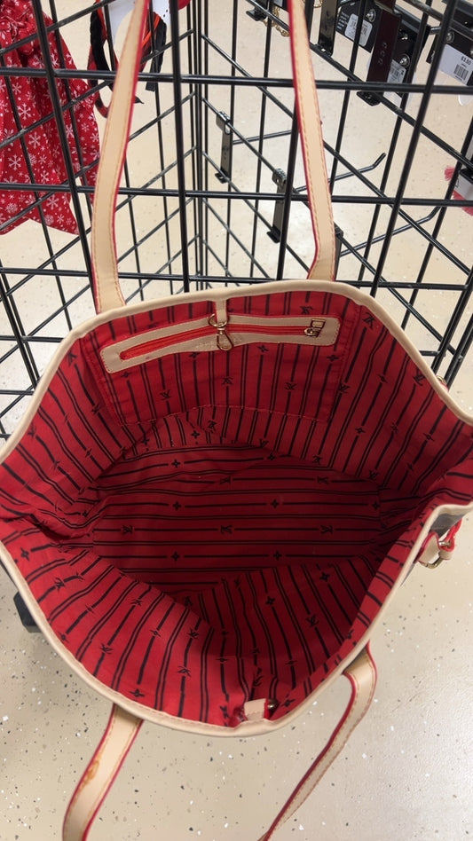 Louis Vuitton DUPE Bag Brown with beige and red accents
